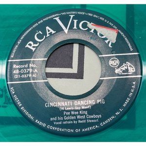Pee Wee King Cincinnati Dancing Pig / We're Gonna Go Fishin 45 Green Vinyl
